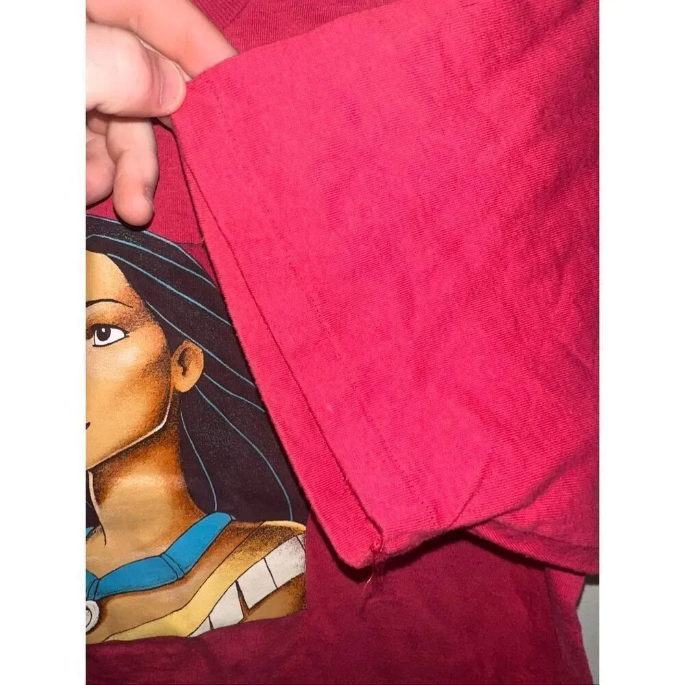 Vintage 1990’s Disney Pocahontas Movie Promo Portrait Shirt Size Large Red